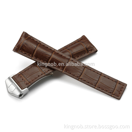 2016 Newest High Quality Handmade Calf Leather Watch Strap Deployment Buckle For TAG Watch Band